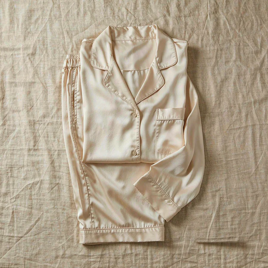 Folded striped cotton pyjama set