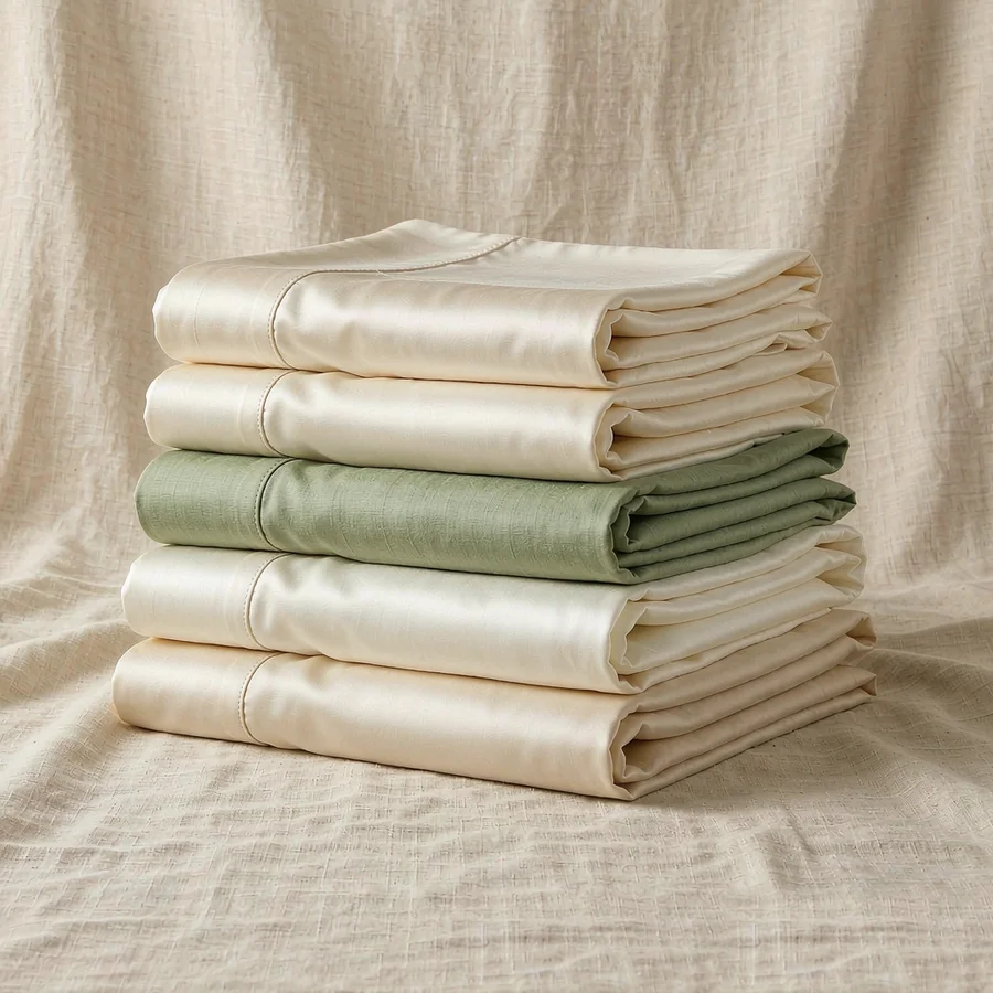 Stack of folded satin pillowcases