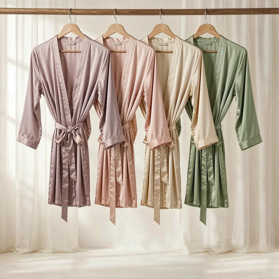 Ivory getting-ready robes on hangers