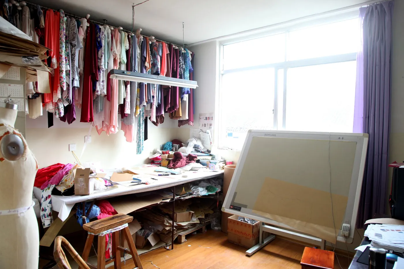 Pattern studio with mannequin and light table