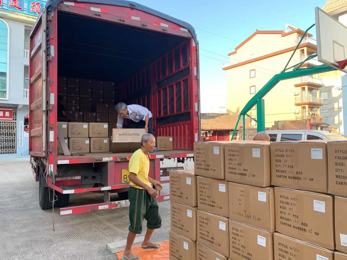 Finished cartons being loaded for shipment