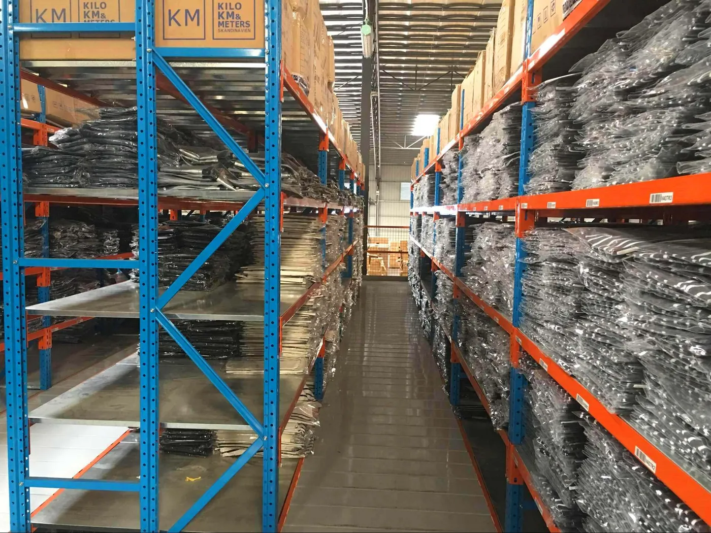 Warehouse racks with packed finished goods