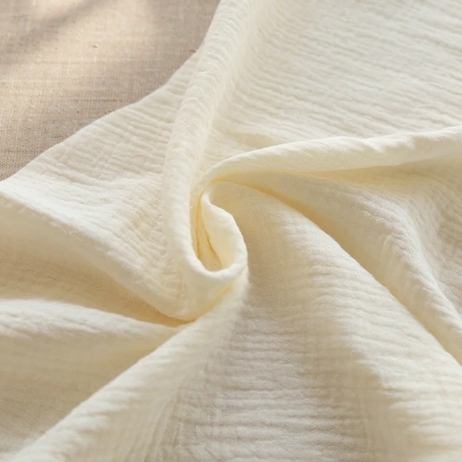 Lightweight pure cotton double gauze muslin fabric, two airy layers joined by tiny binding dots