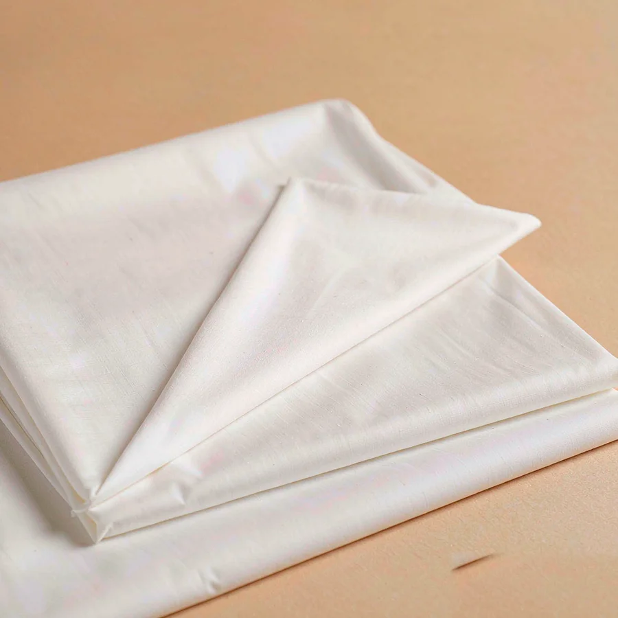 Crisp white cotton poplin fabric