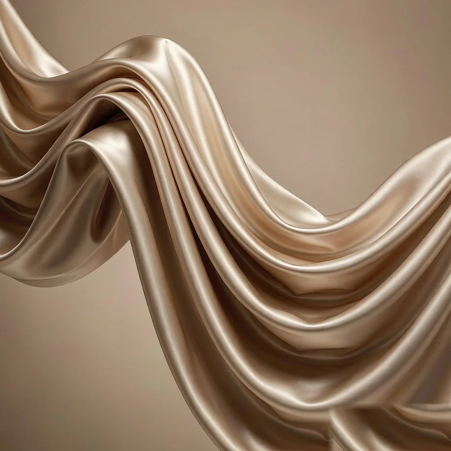 Champagne ivory satin fabric with liquid shine