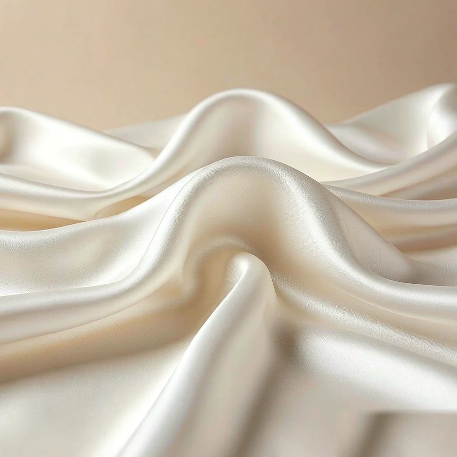 Ivory mulberry silk fabric with pearlescent sheen